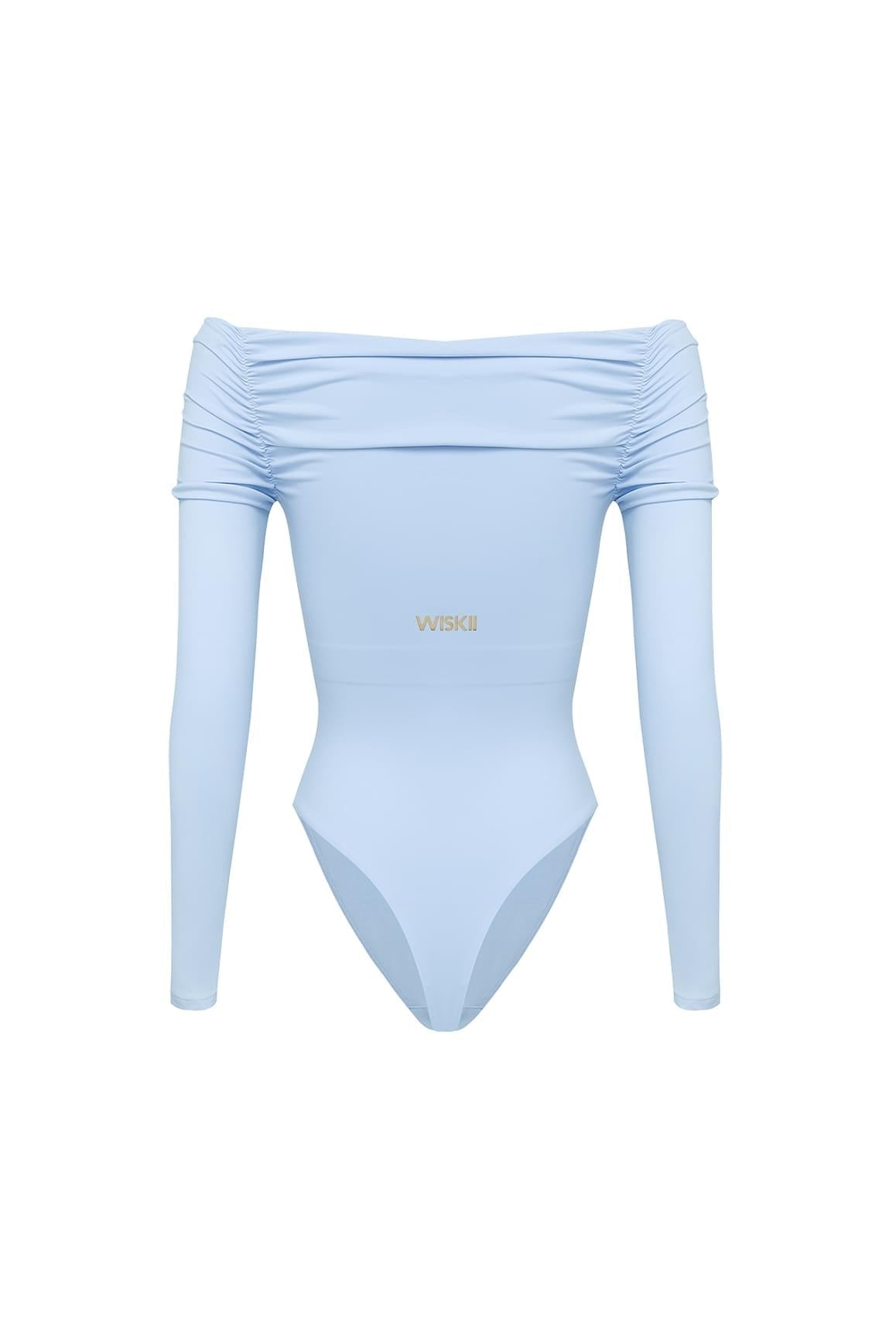 Long Sleeve Off Shoulder Pleated Bodysuit
