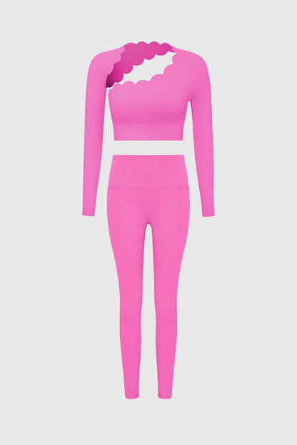 Asymmetrical Long Sleeve Crop Top & High-waist Training Legging