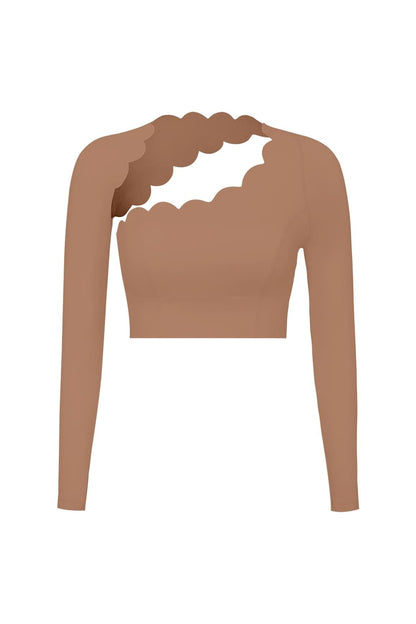 Asymmetrical Long Sleeve Crop Top