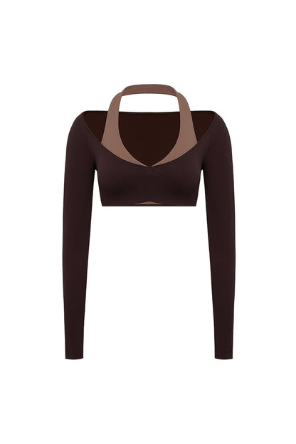 Colorblock One-Piece Long Sleeve Crop Top