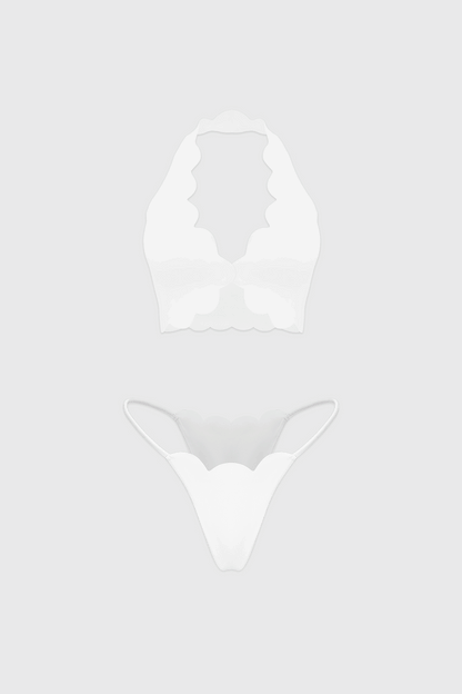 Dreamy Scallop Halter Bra & Scallop High-Leg Bikini Bottom