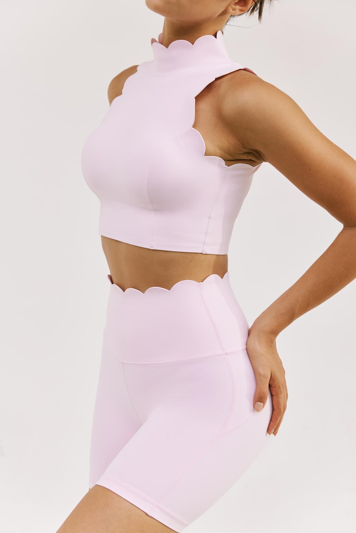High Neck Scallop V-Back Bra