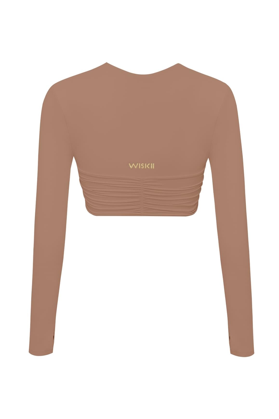 Knotty Chic Ruched Long Sleeve Crop Top