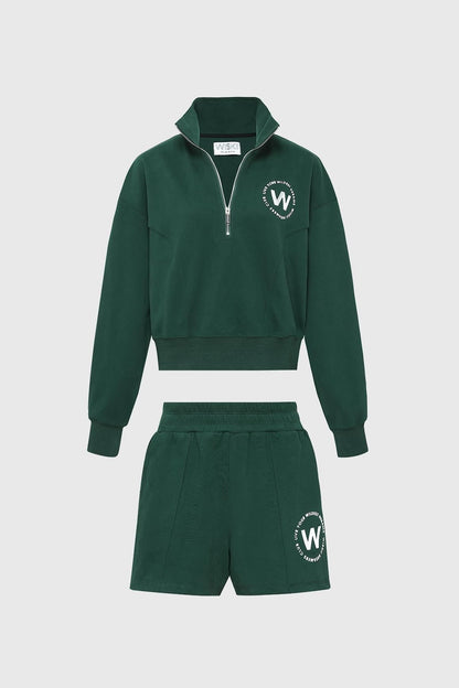 Leisure Half-zip Sweatshirt & High-waist Sweat Short
