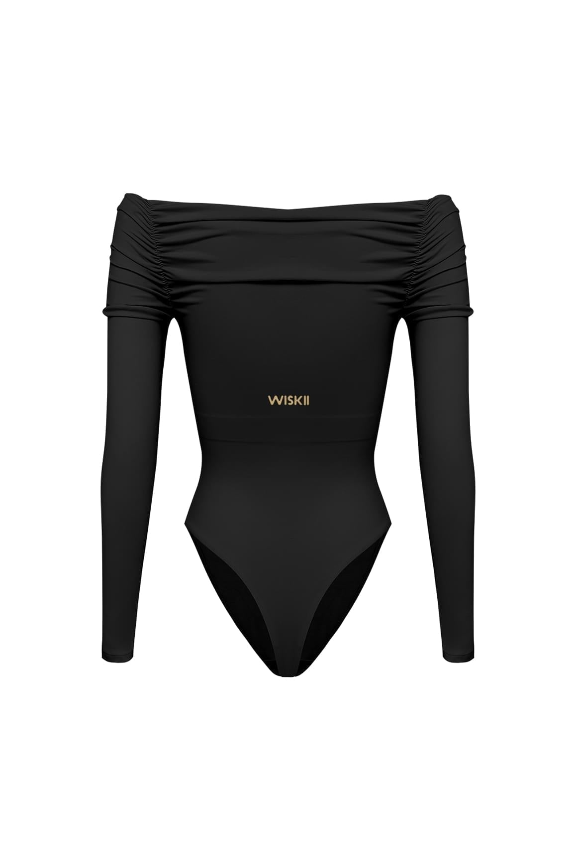 Long Sleeve Off Shoulder Pleated Bodysuit