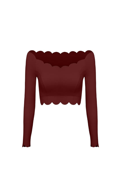Off Shoulder Long Sleeve Crop Top