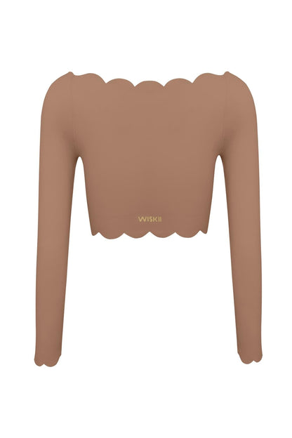 Off Shoulder Long Sleeve Crop Top