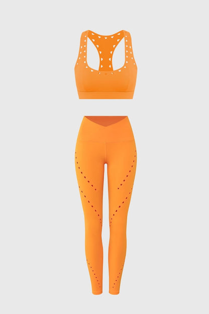 Racerback Laser Cut Sports Bra & V-waist Laser Cut Sports Legging