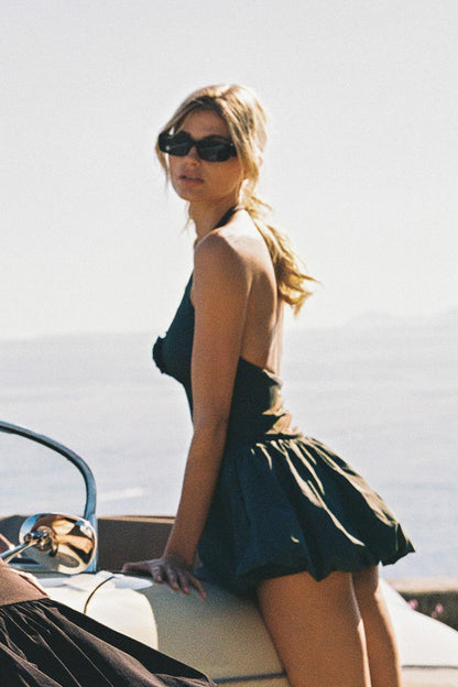 Riviera Floral Backless Halter Dress