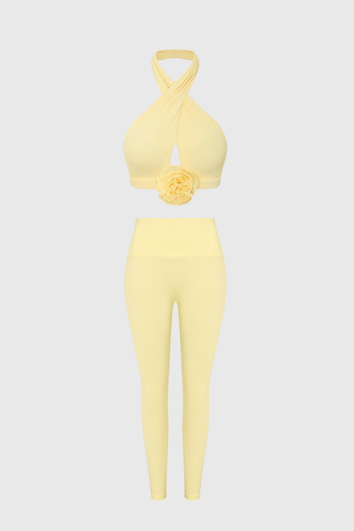 Riviera Floral Crisscross Bra & High-Waist Vigor Scrunch Legging