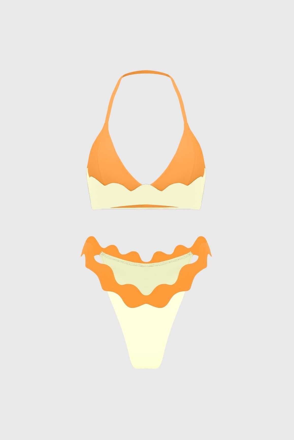 Riviera Scallop Contrast Halter Bra & Riviera Scallop Contrast Bikini Bottom