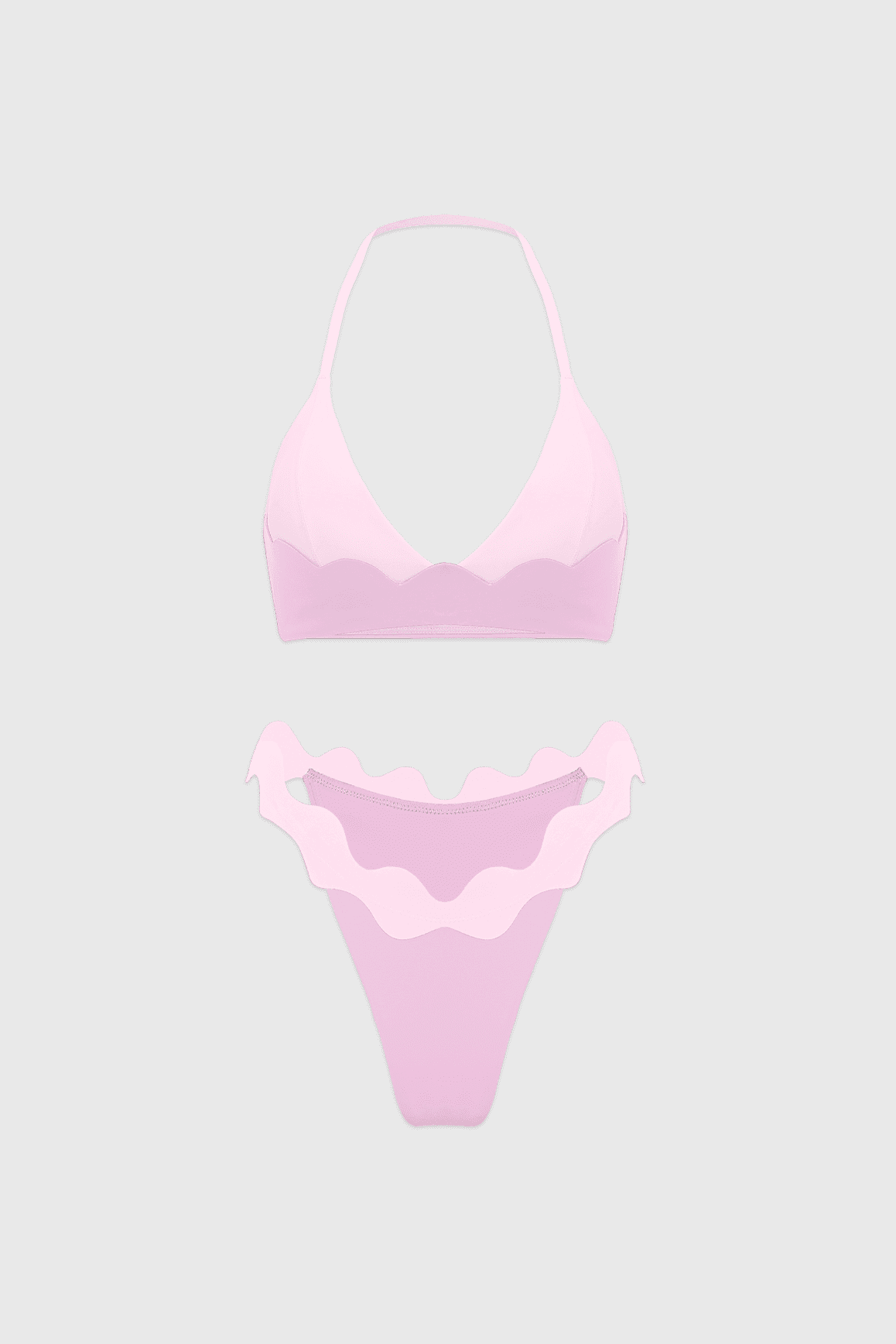 Riviera Scallop Contrast Halter Bra & Riviera Scallop Contrast Bikini Bottom