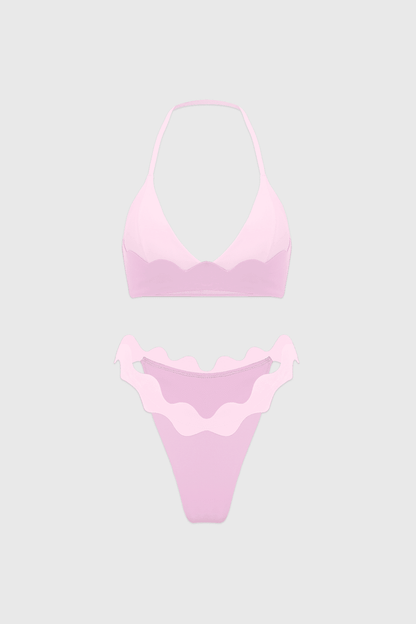 Riviera Scallop Contrast Halter Bra & Riviera Scallop Contrast Bikini Bottom