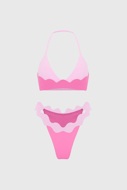 Riviera Scallop Contrast Halter Bra & Riviera Scallop Contrast Bikini Bottom