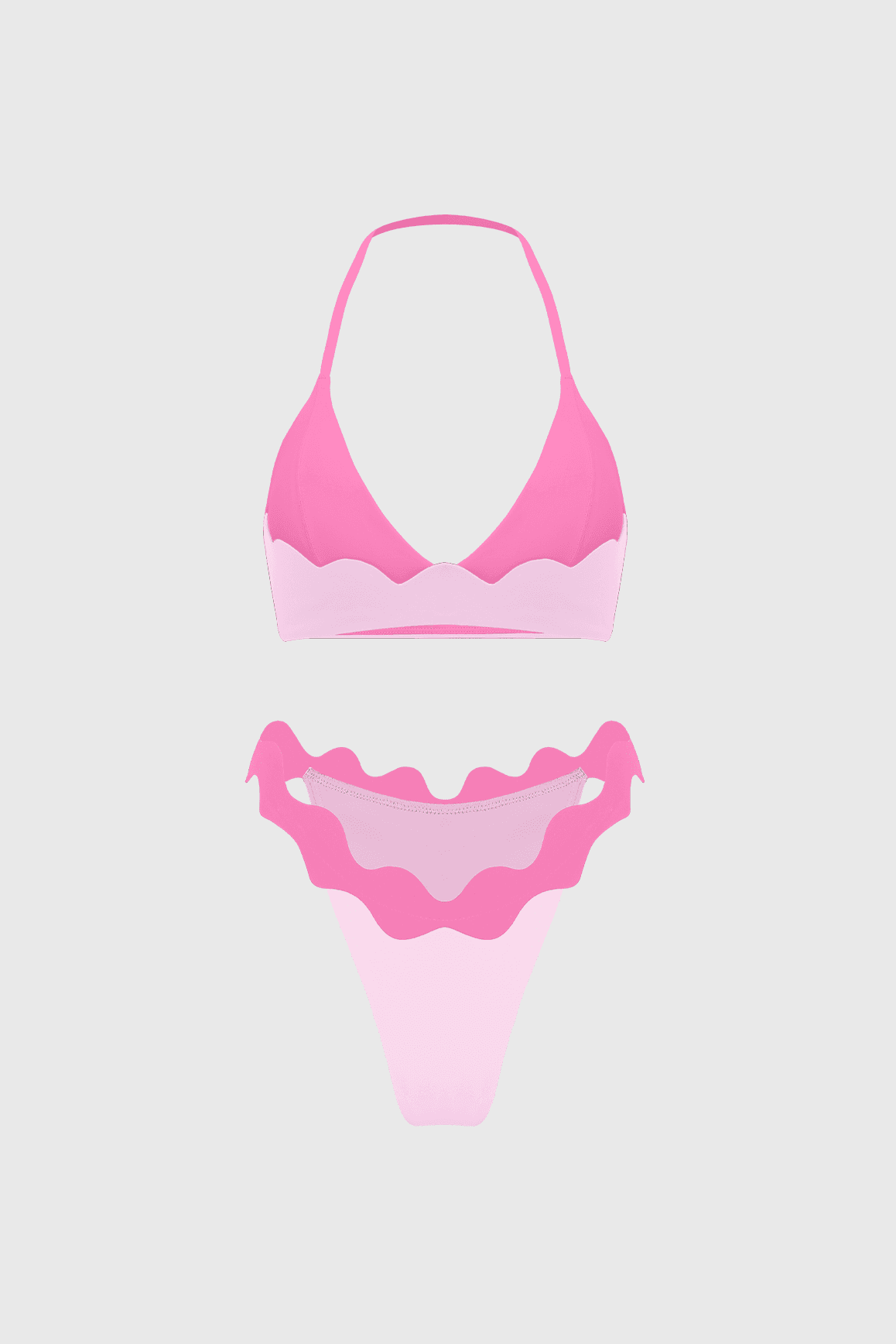 Riviera Scallop Contrast Halter Bra & Riviera Scallop Contrast Bikini Bottom
