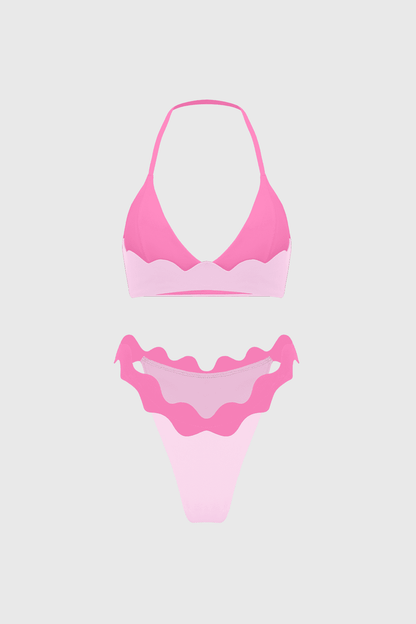 Riviera Scallop Contrast Halter Bra & Riviera Scallop Contrast Bikini Bottom