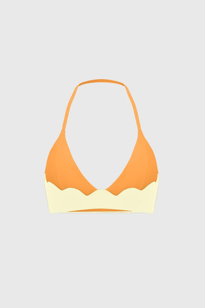 Riviera Scallop Contrast Halter Bra