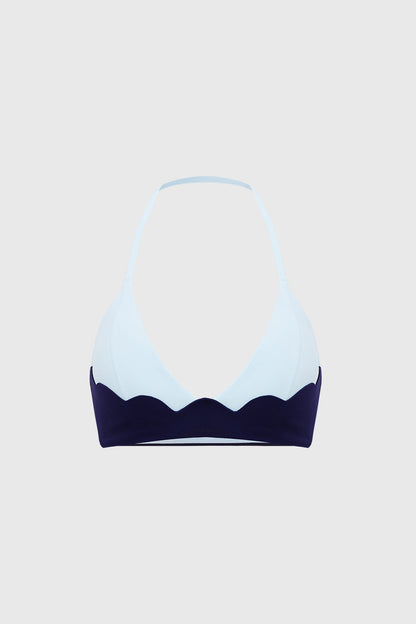 Riviera Scallop Contrast Halter Bra