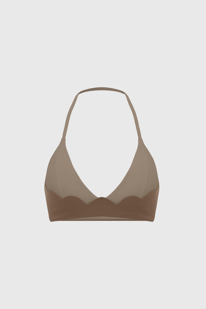 Riviera Scallop Contrast Halter Bra