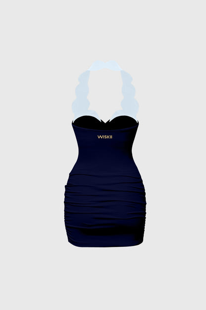 Riviera Scallop Contrast Halter Dress