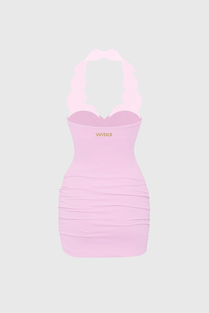 Riviera Scallop Contrast Halter Dress