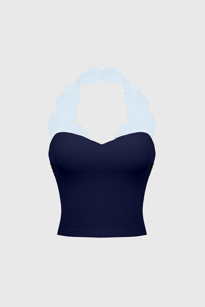 Riviera Scallop Contrast Halter Tank