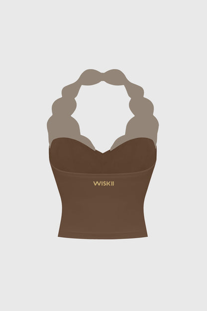Riviera Scallop Contrast Halter Tank