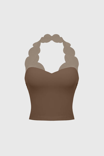 Riviera Scallop Contrast Halter Tank
