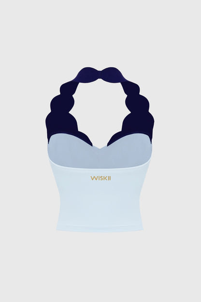 Riviera Scallop Contrast Halter Tank