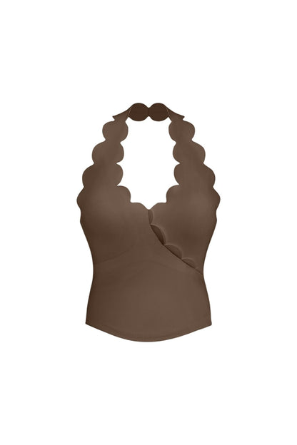 Riviera Scallop Halter Bra Tank