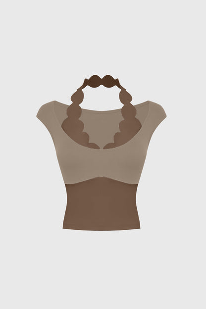 Scallop Contrast Halter Top