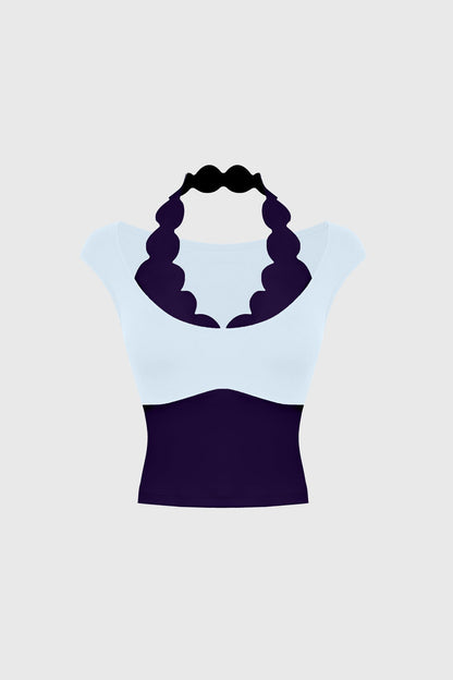 Scallop Contrast Halter Top