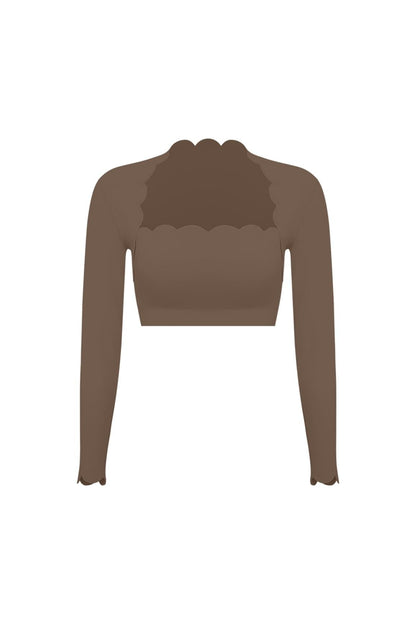 Scallop Cropped Long Sleeve Top