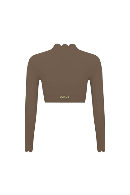 Scallop Cropped Long Sleeve Top