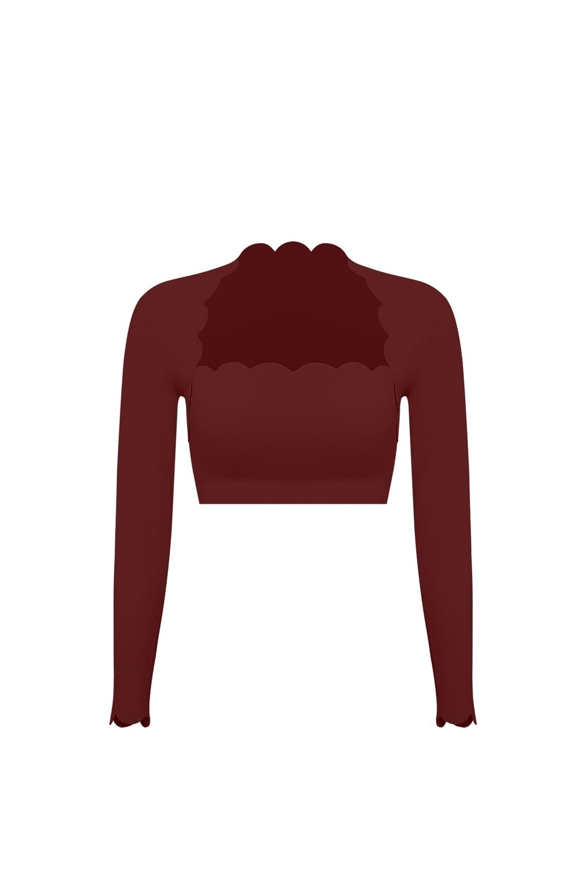Scallop Cropped Long Sleeve Top