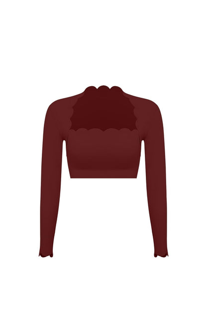 Scallop Cropped Long Sleeve Top