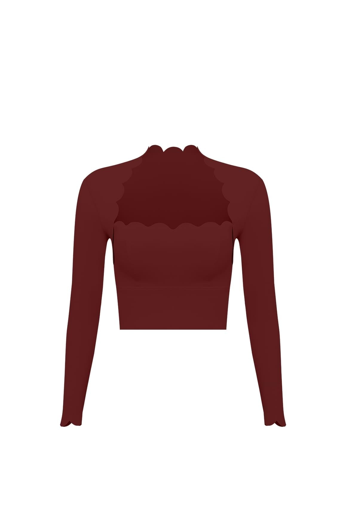 Scallop Cropped Long Sleeve Top