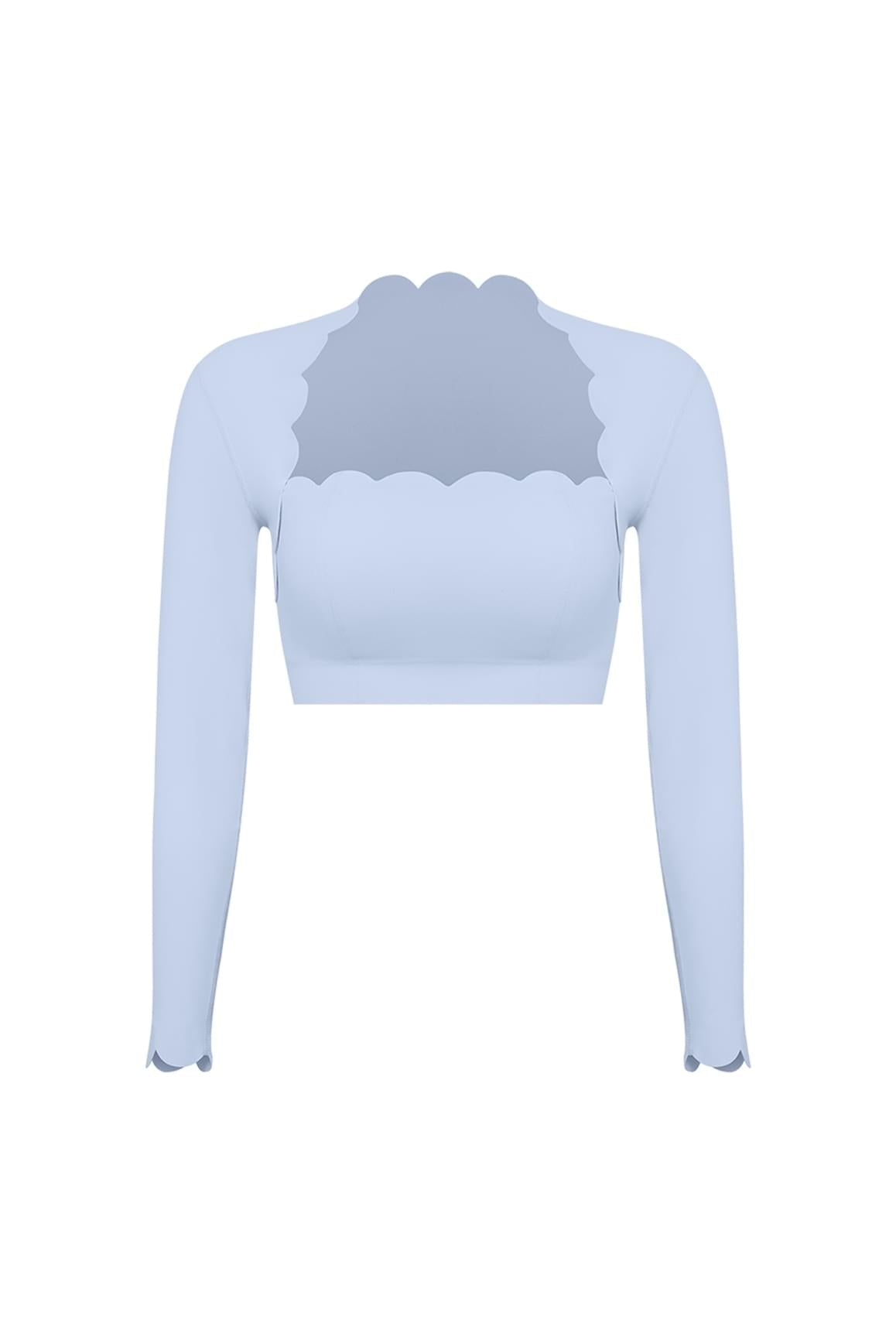 Scallop Cropped Long Sleeve Top