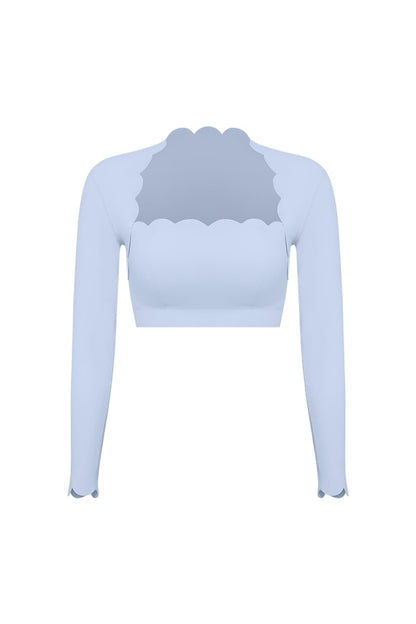 Scallop Cropped Long Sleeve Top
