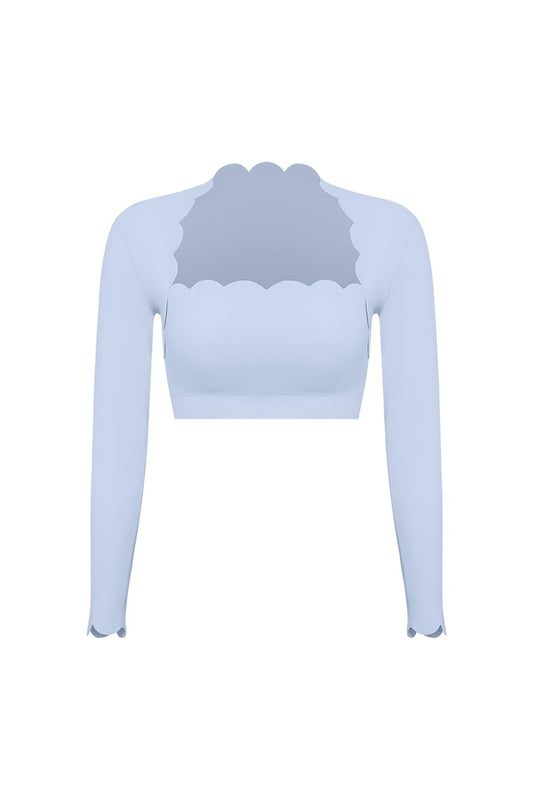Scallop Cropped Long Sleeve Top