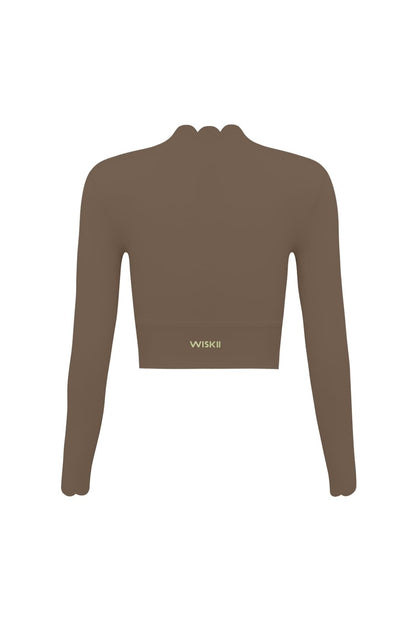 Scallop Cropped Long Sleeve Top
