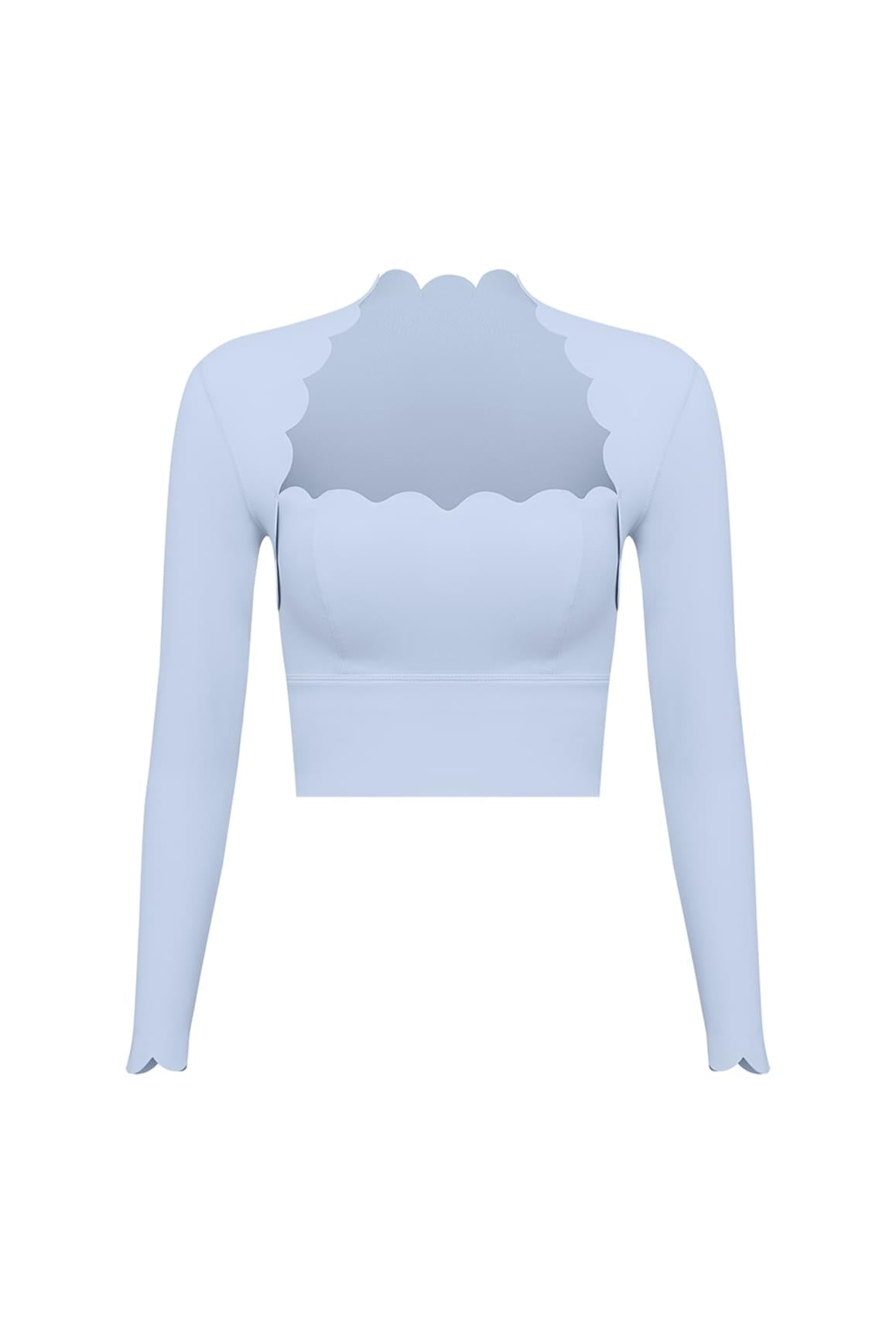 Scallop Cropped Long Sleeve Top