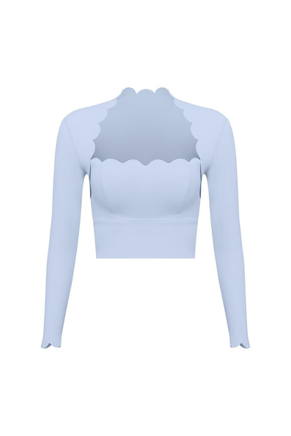 Scallop Cropped Long Sleeve Top