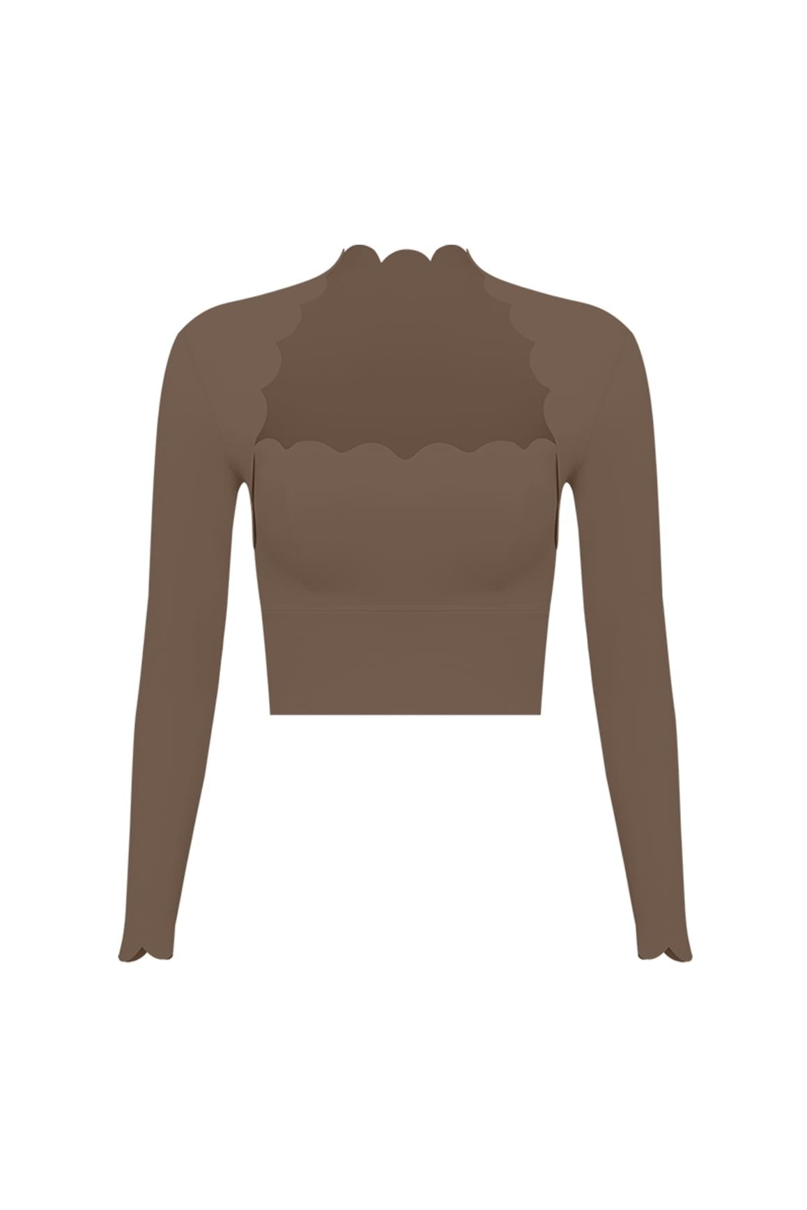 Scallop Cropped Long Sleeve Top