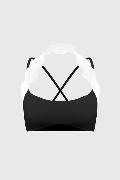 Scallop-Halter Contrast Bra