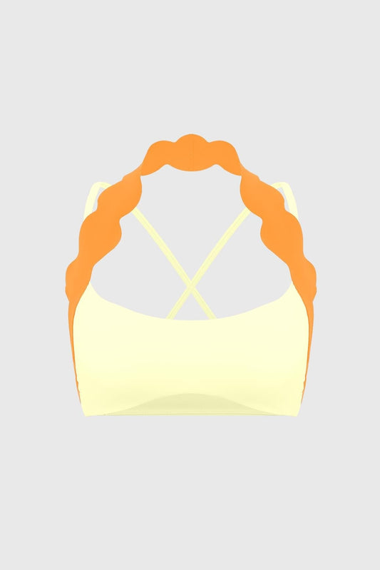 Scallop-Halter Contrast Bra