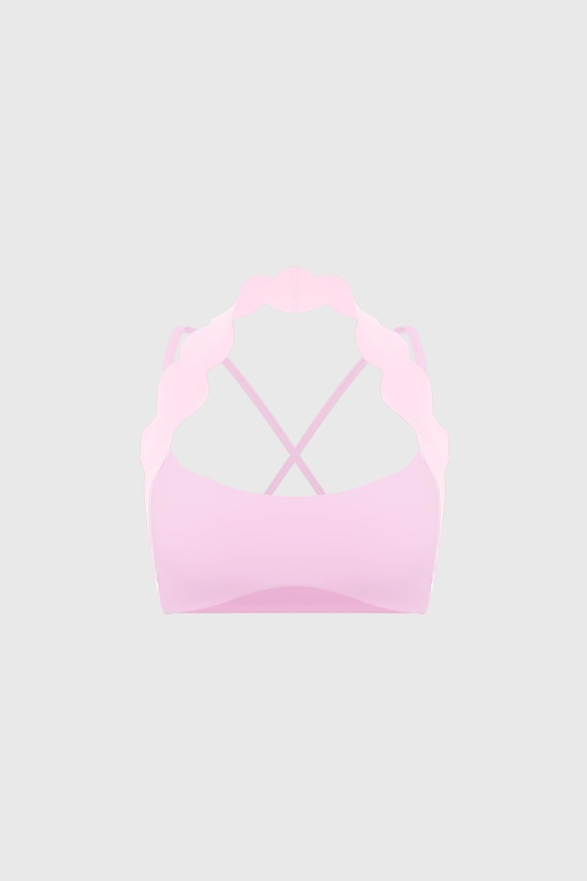 Scallop-Halter Contrast Bra