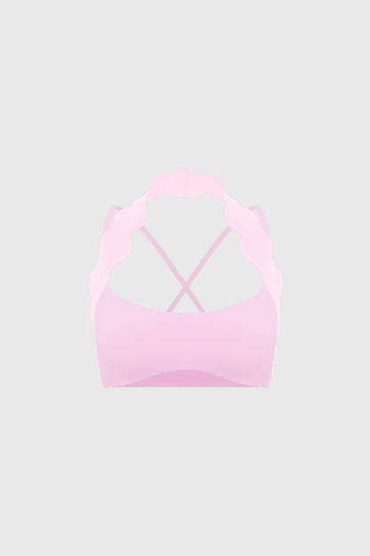 Scallop-Halter Contrast Bra
