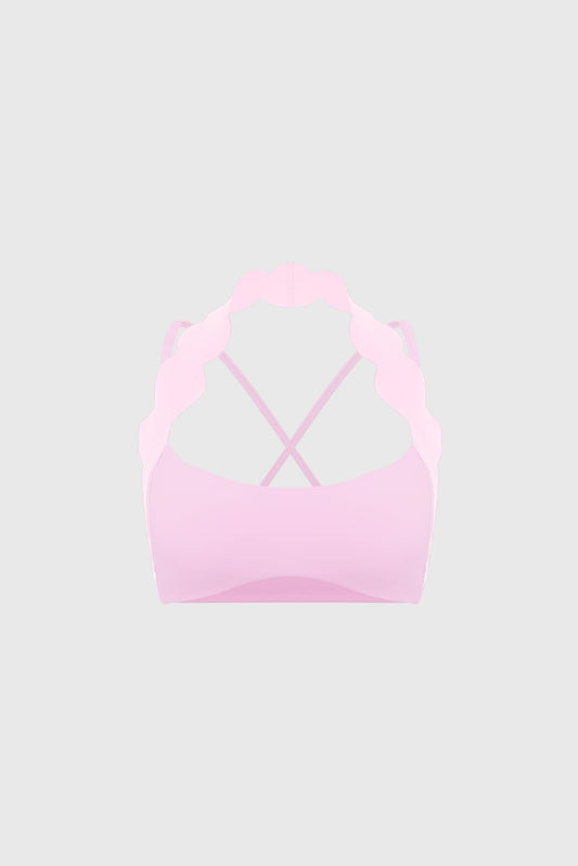 Scallop-Halter Contrast Bra
