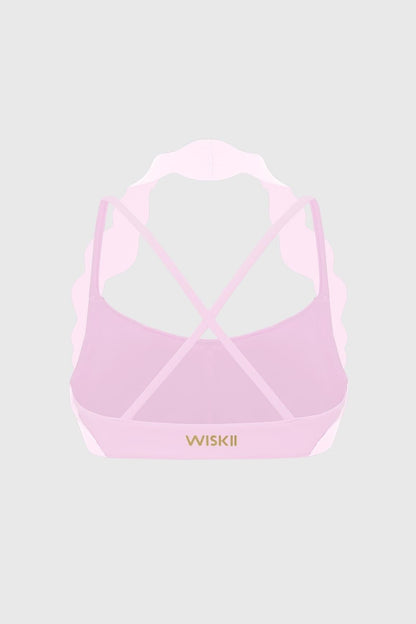 Scallop-Halter Contrast Bra